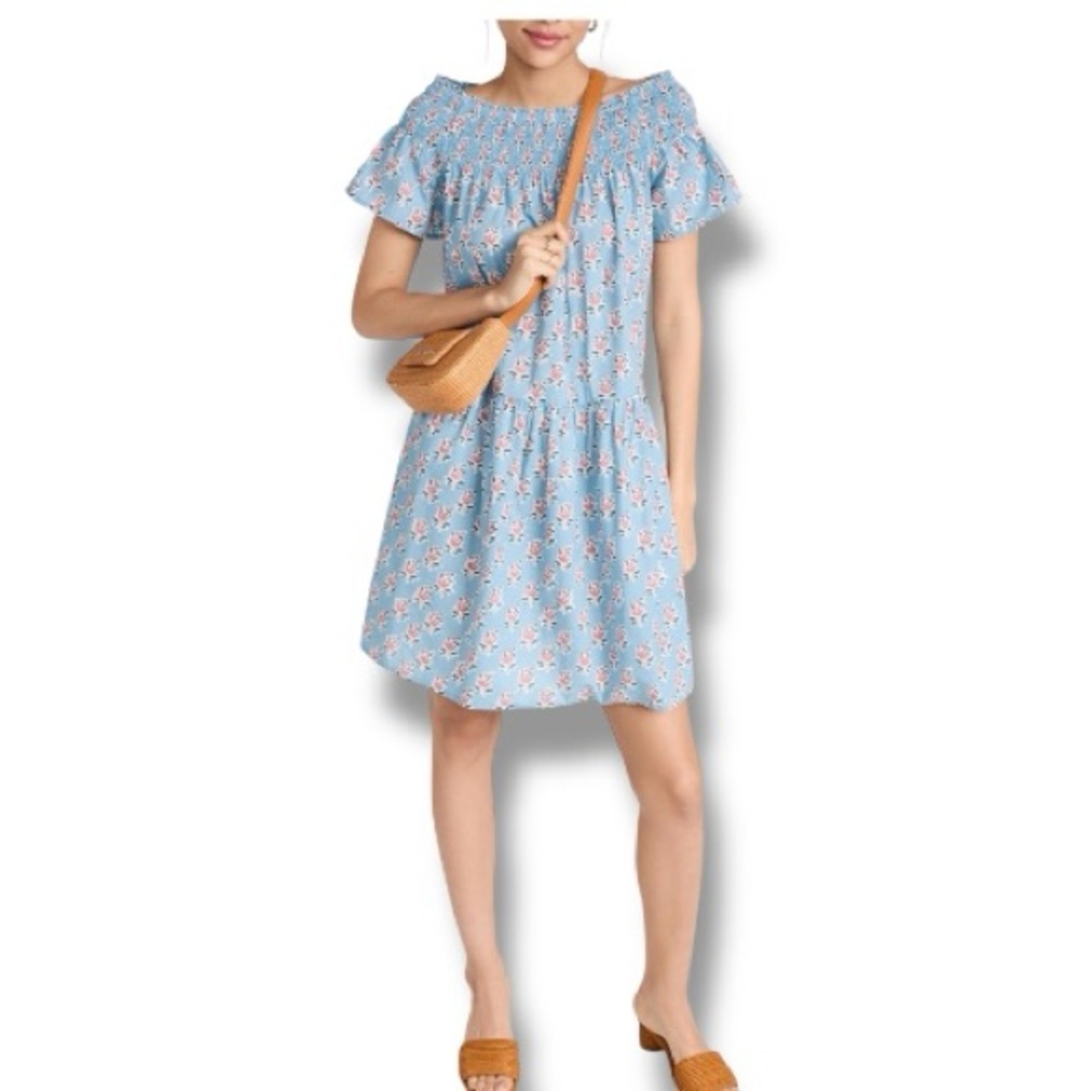Marea Louise Shortie Dress Blue Pink Floral Size Small